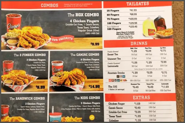 Raising Canes Calories Raising Canes Calories
